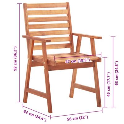 Chaises à manger d'extérieur lot de 4 et coussins Acacia massif vidaXL