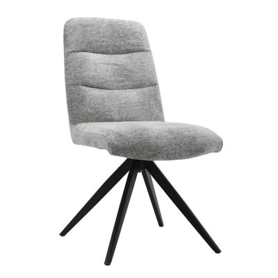 Chaises pivotante 360 degré tissu doux gris pied croix métal noir - JULIE