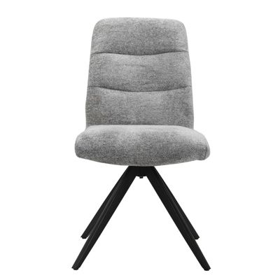 Chaises pivotante 360 degré tissu doux gris pied croix métal noir - JULIE