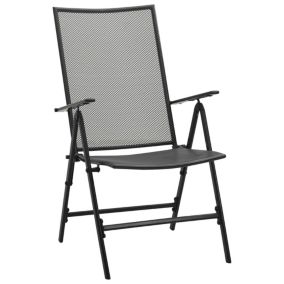 Chaises pliables en maille lot de 4 Acier Anthracite