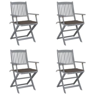 Chaises pliantes 4 pièces avec coussins en bois d'acacia massif vidaXL