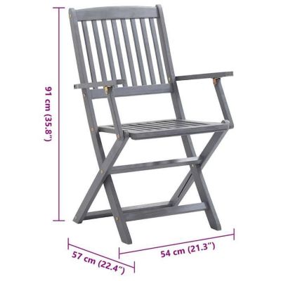 Chaises pliantes 4 pièces avec coussins en bois d'acacia massif vidaXL
