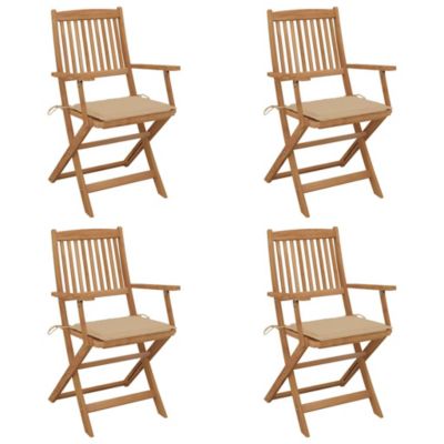 Chaises pliantes 4 pièces avec coussins en bois d'acacia massif vidaXL