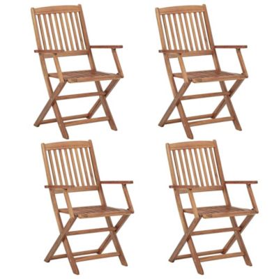 Chaises pliantes 4 pièces avec coussins en bois d'acacia massif vidaXL