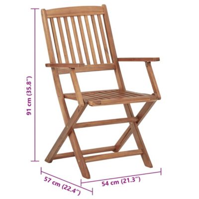 Chaises pliantes 4 pièces avec coussins en bois d'acacia massif vidaXL