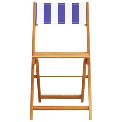 Chaises pliantes 4 pièces Tissu bleu et blanc et bois massif vidaXL