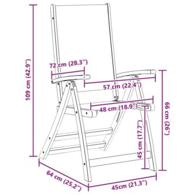Chaises pliantes 6 pièces en bois massif d'acacia et textilène vidaXL