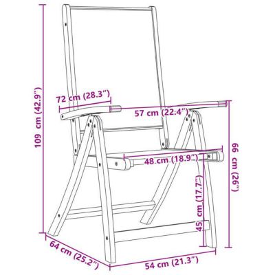 Chaises pliantes 6 pièces en bois massif d'acacia et textilène vidaXL