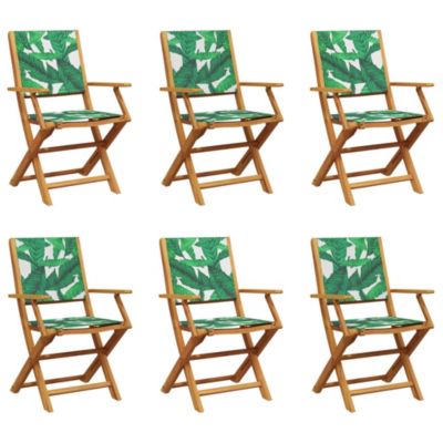 Chaises pliantes 6 pièces Tissu vert et bois massif vidaXL