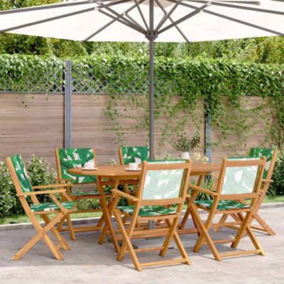 Chaises pliantes 6 pièces Tissu vert et bois massif vidaXL