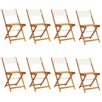 Chaises pliantes 8 pièces en tissu blanc crème et bois massif vidaXL