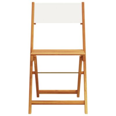 Chaises pliantes 8 pièces en tissu blanc crème et bois massif vidaXL