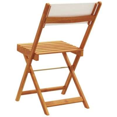 Chaises pliantes 8 pièces en tissu blanc crème et bois massif vidaXL