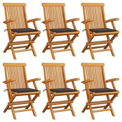 Chaises pliantes avec coussins taupe, 6 pièces, en bois de teck massif vidaXL