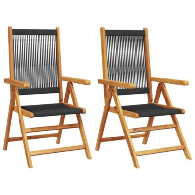 Chaises pliantes (lot de 2) en bois massif d'acacia noir et polypropylène vidaXL