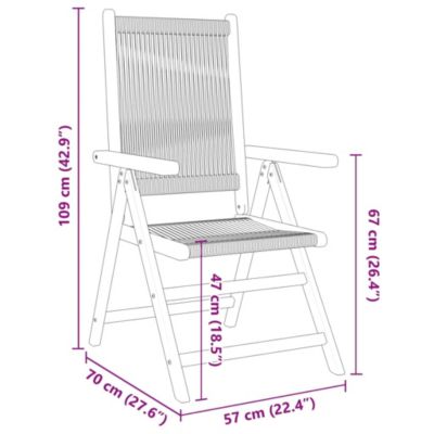 Chaises pliantes (lot de 2) en bois massif d'acacia noir et polypropylène vidaXL