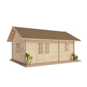 Chalet de jardin Arizona ISO Alpholz, 68x49m dim ext (cas échéant incl débord de toit) naturel, épaisseur paroi : 44mm, 33,2m² tot
