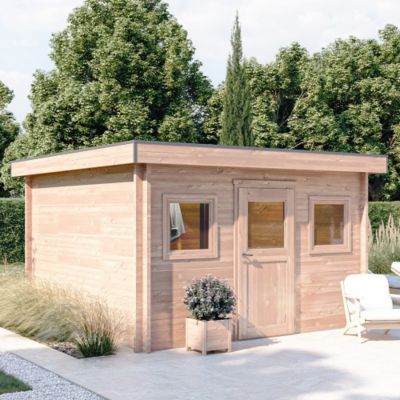 Chalet de jardin BALMAY 16M² - Bois Douglas épaisseur 55MM - Porte & fenêtres bois - Toiture BACACIER
