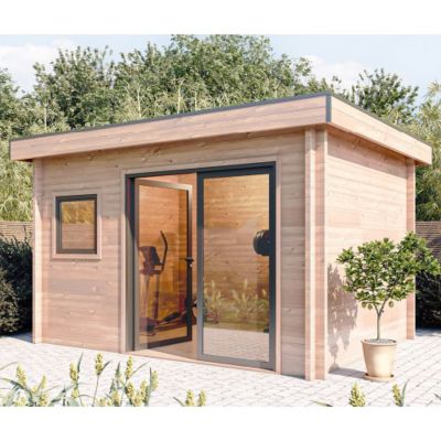 Chalet de jardin CHEVRIL 12M² - Bois Douglas épaisseur 55MM - Baie Alu & fenêtre PVC GROSFILLEX - Toiture BACACIER