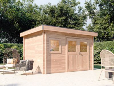 Chalet de jardin CHEVRIL 12M² - Bois Douglas épaisseur 55MM - Portes & fenêtres bois - Toiture Bacacier