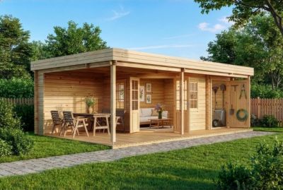 Chalet de jardin Johanna Plus Alpholz, 72x42m dim ext (cas échéant incl débord de toit) naturel, 40mm, 30,2m² superficie totale