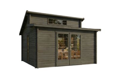 Chalet de jardin Lacanau Alpholz, 44x44m dim ext (cas échéant incl débord de toit) imprégné, épaisseur paroi : 40mm, 19,4m² totale