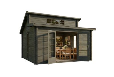 Chalet de jardin Lacanau Alpholz, 44x44m dim ext (cas échéant incl débord de toit) imprégné, épaisseur paroi : 40mm, 19,4m² totale