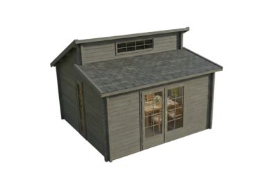 Chalet de jardin Lacanau Alpholz, 44x44m dim ext (cas échéant incl débord de toit) imprégné, épaisseur paroi : 40mm, 19,4m² totale