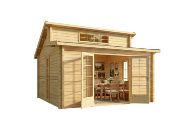 Chalet de jardin Lacanau Alpholz, 44x44m dim ext (cas échéant incl débord de toit) naturel, épaisseur paroi : 40mm, 19,4m² totale