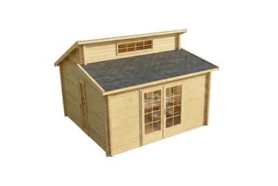 Chalet de jardin Lacanau Alpholz, 44x44m dim ext (cas échéant incl débord de toit) naturel, épaisseur paroi : 40mm, 19,4m² totale