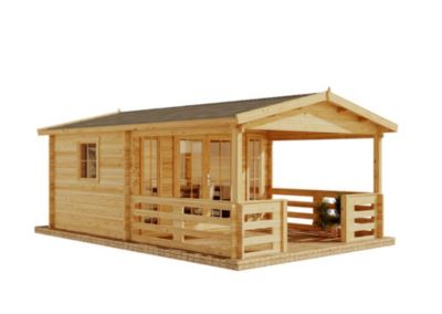 Chalet de jardin Laponie B Alpholz, 41x59m dim ext (cas échéant incl débord de toit) naturel, épaisseur paroi : 40mm, 24,4m² total