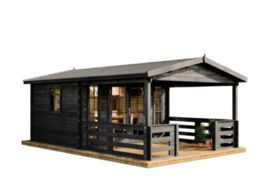 Chalet de jardin Laponie B Alpholz, 41x59m dim ext (cas échéant incl débord de toit) naturel, épaisseur paroi : 40mm, 24,4m² total
