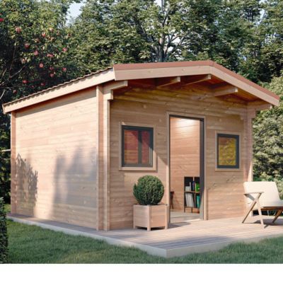 Chalet de jardin OUTRIAZ 16M² - Bois Douglas épaisseur 55MM - Porte & fenêtres PVC GROSFILLEX - Toiture BACACIER