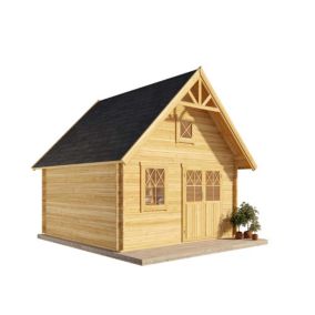 Chalet à la suédoise 44 ISO Alpholz, 46x47m dim ext (cas échéant incl débord de toit) imprégné, 44mm, 21,8m² superficie totale