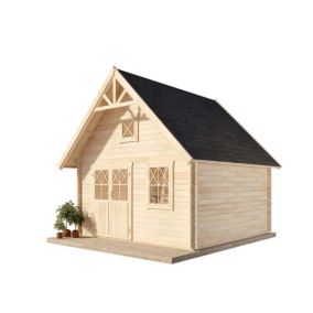 Chalet à la suédoise 44 ISO Alpholz, 46x47m dim ext (cas échéant incl débord de toit) naturel, épaisseur paroi : 44mm, 21,8m² tota