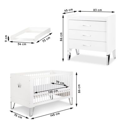Chambre Bébé Lit Convertible Et Commode à Langer 140x70 Blanc | Castorama