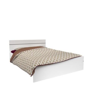 Chambre complete BOSTON : Lit adulte 140x190 + Commode + 1 Chevet - Décor blanc - Fabriqué en France