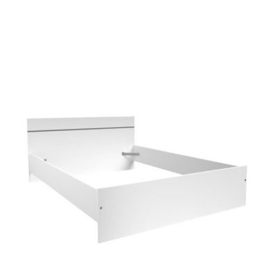 Chambre complete BOSTON : Lit adulte 140x190 + Commode + 1 Chevet - Décor blanc - Fabriqué en France