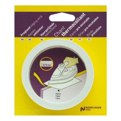 Chant mélaminé thermocollant Nordlinger Pro blanc 19 mm x 5 m