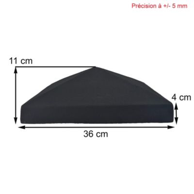 Chapeau Pilier 36x36 Pointe De Diamant - Gris Anthracite Foncé