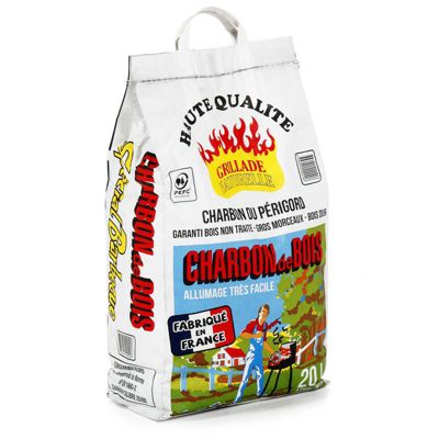 Charbon de bois Premium Haute qualité du Périgord Grillade / Barbecue - Sac de 20L - 2,8 kg