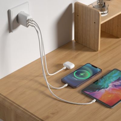 Chargeur mural blanc GaN 2x USB-C PD 65W