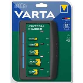 Chargeur universel Varta compatible piles 2 x ou 4 x AA, AAA, C, D ou 1 x 9 V (Ni-MH uniquement)