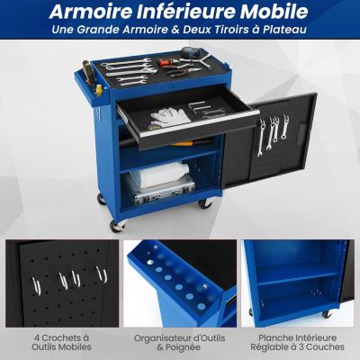 Armoire à outils en métal noir et rouge avec tiroirs – LUXEVIBE SZZZ