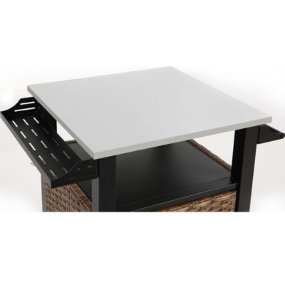 Chariot Bar Extérieur 1 Porte Osier Acier Inox Plateau Marron Blackcolors