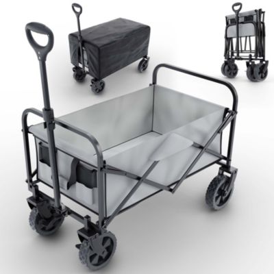 Chariot à bras chariot de transport pliable inclus housse amovible 61L  Gris