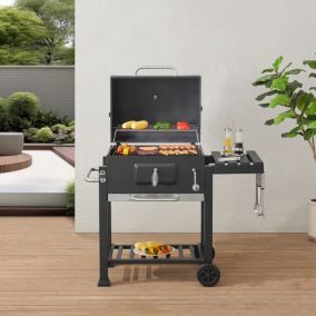 Chariot de barbecue au charbon de bois Arnad 105 x 114 x 48 cm noir casa.pro