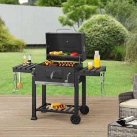 Chariot de barbecue au charbon de bois Arnad 105 x 135 x 48 cm noir casa.pro