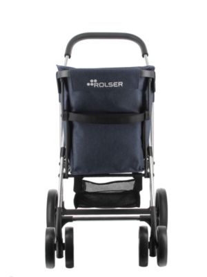 Chariot de course pliable 4 roues bleu marine Rolser