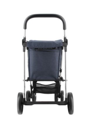 Chariot de course pliable 4 roues bleu marine Rolser